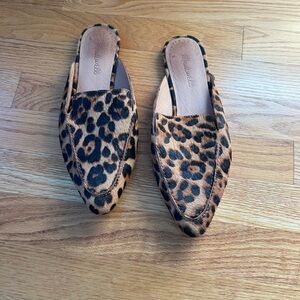Madewell remi mule leopard calf hair slides